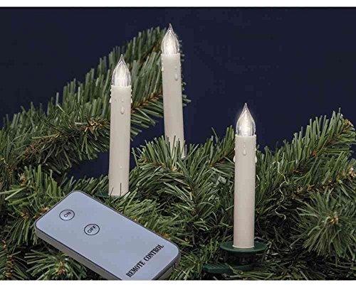 FHS 13868 Christbaumkerzen Slim Line, kabellose LED Mini-Baumkerzen mit Fernbedienung für den Innenbereich, 10 Kerzen inkl. Batterien