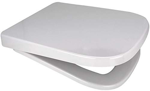 Euroshowers Square Shaped Soft Close Toilet Seat Square Top & Bottom Fix No Slip Fittings