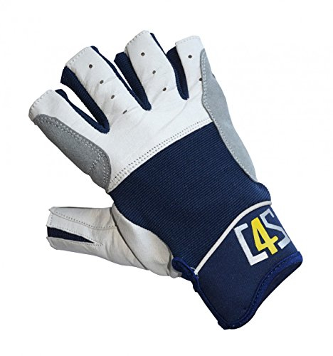 crazy4sailing Damen Herren Segelhandschuhe Regatta - 5 Finger-frei, Farbe:Navyblau, Größe:L