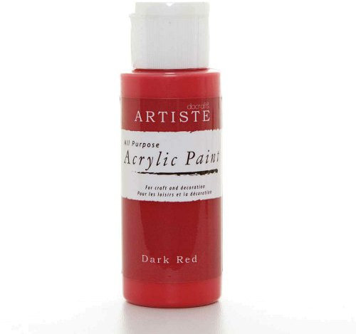 Artiste Acrylic Paint 59ml 2Oz Dark Red, Quick-Drying Professional Art, Craft and Hobby Artists Paint, Vibrant Colour, Water-Based Paints Cover All Surfaces with Ease, Ideal for Travel Artists