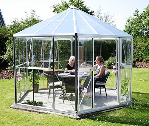 Gartenwelt Riegelsberger Gewächshaus Hera - Ausführung: 9000 Kombi ESG 3 mm und HKP 6 mm Alu, Fläche: ca. 9 m², mit 3 Dachfenster, Sockelmaß: 2,53 x 2,21 m