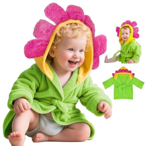 Asciugamano Con Cappuccio Neonato - Morbido Accappatoio Poncho in Spugna (flora)