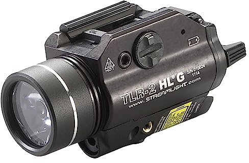 Streamlight 69265 TLR-2 HL 1,000-Lumen 20,000-Candela LED Weapon Light with Green Laser, CR123A Powered and Rail Clamp Mount, Black