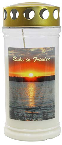 Grabkerze - Grablicht - Motivkerze - Gedenkkerze -Motiv Sonnenuntergang Dauerbrenner 70-90 Std.