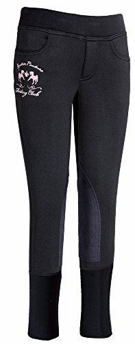 Equine Couture Girl's Riding Club Pull-On Breech, Black, 14