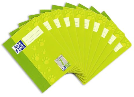 Oxford skola skola skola heft A5, linjerad, linjär 1, 32 blad, ljusgrön, 10-pack
