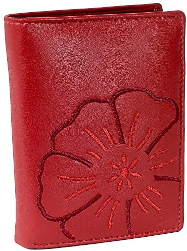 Branco Leder Geldbörse Portemonnaie Damenbörse Damen Geldbeutel Rot - Hochformat