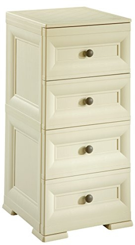 Tontarelli S.p.A. CASSETTIERA Stretta 4 CASSETTI Piccoli Mobile Contenitore, Angora, 40x47x85.5 cm