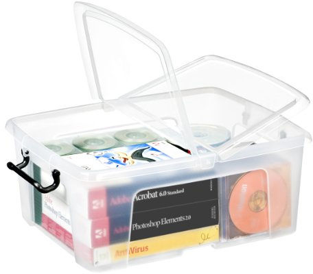 Strata Smart Box HW673CLR Aufbewahrungsbox anklemmbare Tragegriffe 24 Liter transparent