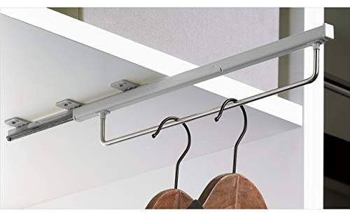 Hettich 9136277 Quadro Schrankgarderobe ausziehbar, 395 x 48 x 60 mm, Silber lackiert
