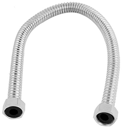 sourcing map Braid Design Stainless Steel Corrugated Water Heaters Connectors 60cm Long Silver