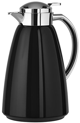 Emsa Campo Isolierkanne 516527 | 1L Füllmenge | Quick Tip Verschluss | 100% dicht | 12h warm, 24h kalt | Premium Edelstahl | Einfache Reinigung | Anthrazit glänzend, Grau, 28 x 28 x 18 cm