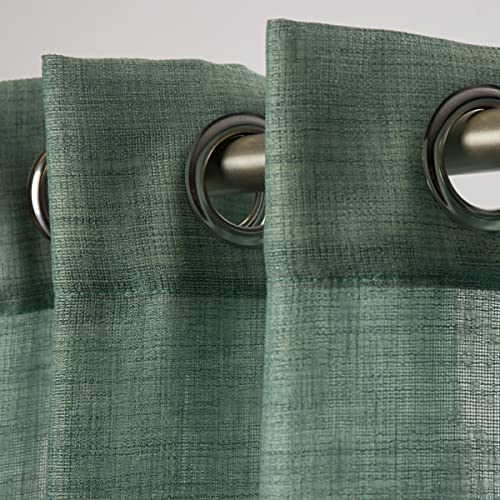 SCHÖNER LEBEN. Ösenschal Fertiggardine Scandia Leinenoptik türkis 245x137cm