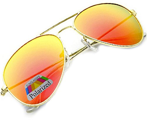 MFAZ Morefaz Ltd Herren Damen Lila Sonnenbrille Klassische Pilotenbrille Polarisierten Gespiegelt Pilot Mehrfarbig (Orange Gespiegelt)