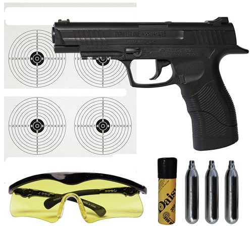 Daisy Powerline 415 CO2 Powered BB Pistol Kit - .177 Caliber - 21 Shot Magazine - 495 FPS - Black