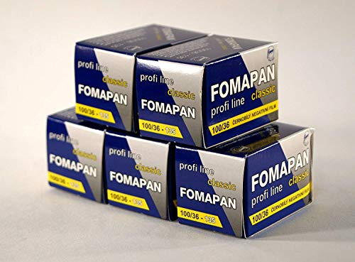 Fomapan Lot de 5 boîtes de pellicules 100 ASA Noir et Blanc Exposition 36 - 35 mm