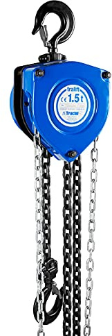 Tractel Manual Chain Hoist | 1-1/2 Ton - 3000 lbs Capacity | 40 ft Steel Chain | Industrial-Grade Steel for Construction, Workshops, Garages | Tralift 19733