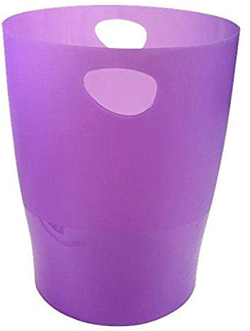 Exacompta - Réf. 45319D - Lot de 8 corbeilles à papier, poubelles ECOBIN avec poignées - Volume 15 litres, pour le bureau comme en Home office - Dimensions 26,3 x 26,3 x 33,5 cm - translucide violet