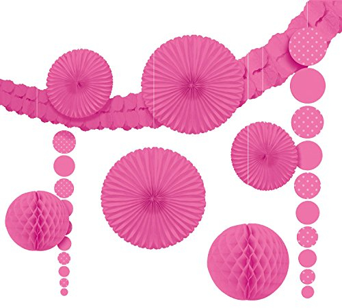 Bright Pink Dots Party Decoration Kit