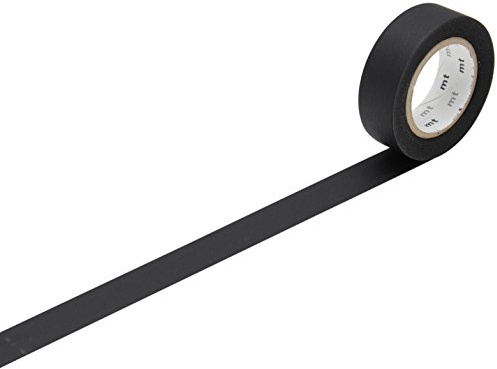 MT Solids - Cinta adhesiva de papel Washi, 15 mm x 10 m, color negro mate (MT01P207)
