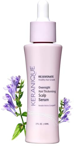 Keranique Overnight Hair Serum - Improves Growth Conditions for Thinning Hair - Hydrates Frizzy and Damaged Hair - Keratin Enriched for Women - 2 oz