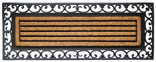 EHC Extra Large Non-Slip Outdoor Or Indoor Rubber Coir Door Mat - 120cm x 45cm