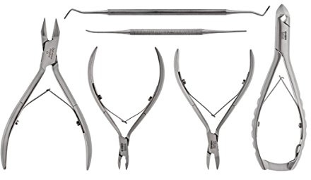 Podologen Set für DIABETIKER- Podologie Instrumente-Set 6- teilig- speziell abgerundete Spitzen- Nagelzangen+Hautzange+Kopfschneider+Nagelreiniger-NEU inkl. ETUI- rostfreier Edelstahl