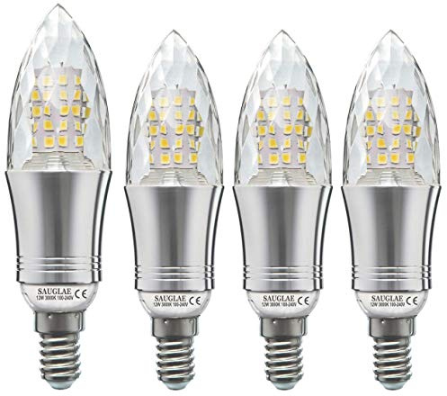SAUGLAE LED Kerzen Lampe 12W, 100W Glühbirnen äquivalent, 3000K Warmweiss, Nicht Dimmbar, 1200Lm, E14 Kleine Edison Schraube Kerze Birne, 4er Pack