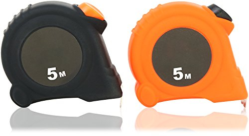 com-four® 2x Maßband mit Gürtelclip für Haushalt und Werkstatt - Bandmaß mit automatischem Aufrollsystem - 5 Meter Rollbandmaß (02 Stück - 5 Meter)