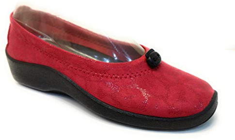 Arcopedico L14 Bailarina con cordón elástico estampado, rojo, 36 EU