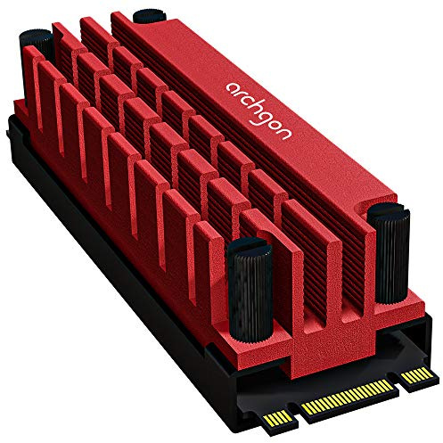 archgon HS-1110 Dissipatore di Calore per M.2 SSD 2280 PCIe NVMe/SATA, Altezza 20 mm, Alluminio, Pad Termico 2X, Montaggio a Vite, passivo, Rosso