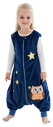 COOKY.D Dunkelblau Eule Unisex Ärmelloser Babyschlafsack,3-5 Jahre | Cartoon-Tierdruck,Neugeborene Reißverschluss Niedliche Schlafdecke Strampelsack,Kuschelig Leicht zu Wechseln