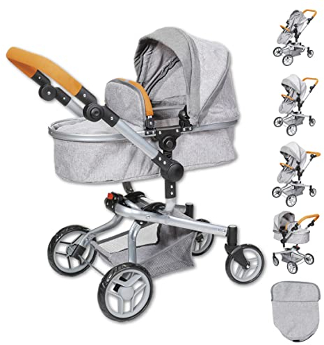 KNORRTOYS.COM 90932 Puppenwagen Boonk-Stone Brown, 59 x 42 x 80 cm