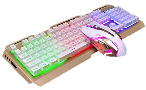 ARCH Manipolatore Kit Tastiera E Mouse, Tastiera Gaming del Computer Portatile Desktop Wired Tastiere da Gioco, Ha Fissato Il Mouse con Gomma Antiscivolo Ruote for Windows PC Gamers (Color : C)