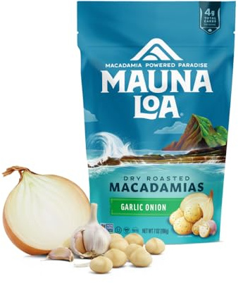 Mauna Loa Premium Roasted Macadamia Nuts, Garlic Onion Flavor, 7 Ounce Bag