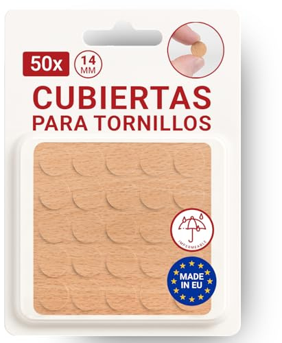 LouMaxx Abdeckkappen für Schrauben rund, Buche Ø 14 mm – 50er Set Selbstklebende Abdeckkappen für Bohrlöcher und kleine Beschädigungen – Universelle Schraubenabdeckung Made in EU