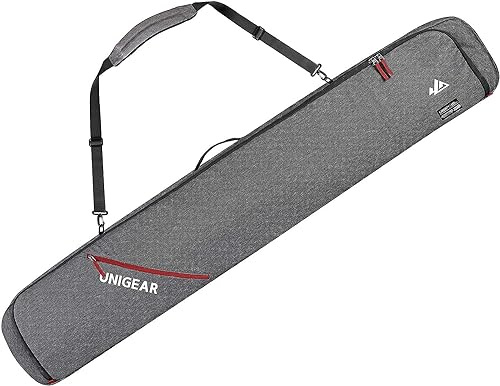 Unigear Snowboard Ski Bag for Air Travel, Reinforced Double Padded Snowboard Bag with 10mm EPE Dense, Water-Resistant and Durable up to 175cm Ski Snowboard Travel Bags for Flying (Grey, 155cm)