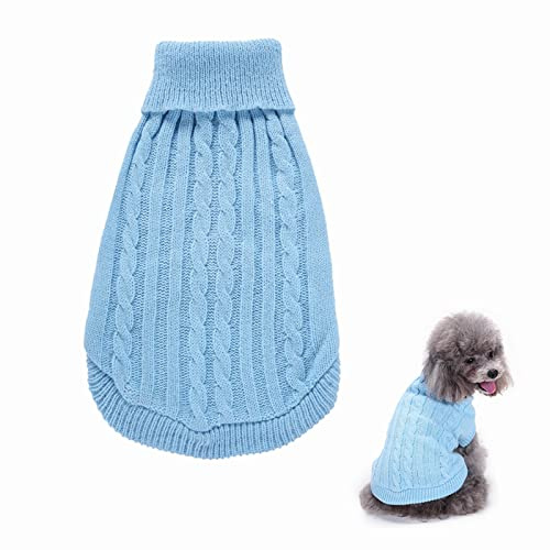 Pull pour Chien en Tricot, Pet Tricot d'hiver, Pet Dogs Jumper Pull Chiot Sweater à Capuche Tricots, Pull-Over Tricots Crochet d'hiver Vêtements pour Petit Moyen Grand Chien Chiot Chat (Bleu, Medium)