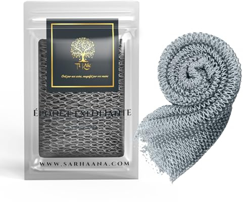 Sarhaana african net sponge XL, afrikanischer netzschwamm, Djampe, afrikanisches Duschnetz, Badeschwamm, peelinghandschuh, Toilettenblume, Körperpeeling (GRAU)