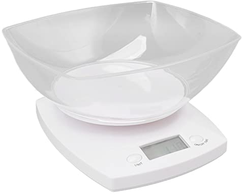 Qcwwy Bilancia da Digitale con Ciotola, G OZ LB Commutazione unità 5 kg Bilancia per Alimenti per Cottura e Cottura Bilancia per Gioielli in ABS Bilancia Digitale con Funzione di Tara