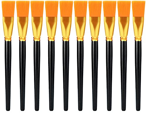 10 Pennelli Piatti per Pittura 2,5cm Larghezza Pennelli Piatti Acquerello Nylon Sintetico Pennelli per Pittura a Olio per Professionisti Artisti Guazzo e Dipingere Acrilico (Nero Brillante)