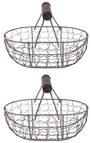 Angoily 2st Aufbewahrungskorb Aus Schmiedeeisen Rustikales Ei Eierhalter Arbeitsplatte Früchtekorb Metallkorb Eierkörbe Für Frische Eier Metallständer Metallische Linie Hölzern Eierregal