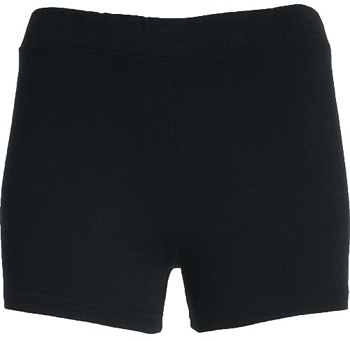 KINKIES Pantalón Corto Deportivo Negro para niñas - Short de Deporte con Cintura elástica, cómodo y Elegante para Chicas (4 años)
