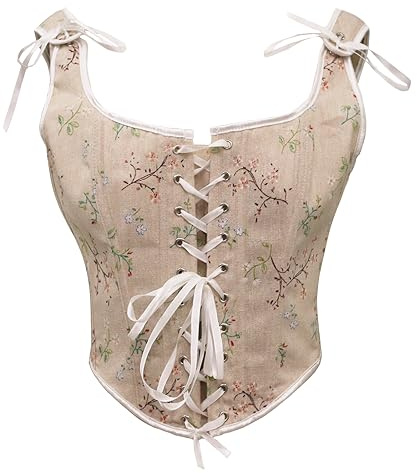 Bslingerie® Korsett för damer, retrostil, vintagestil, viktoriansk stil, motiv med djur, tryck med katter, bustier, renässansstil, magtröja, linne, L