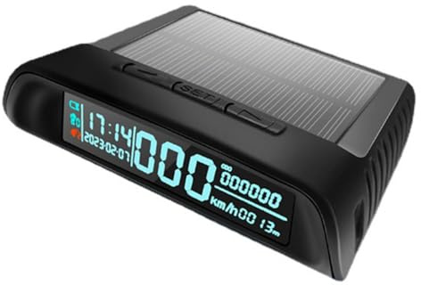 Shkalacar Multifunktionales Auto Headup Display, Solar GPS Digital Tachometer mit LED Anzeige, Übergeschwindigkeitsalarm, Müdigkeits Fahrerinnerung, Geschwindigkeitsmesser für Auto LKW Wohnmobil SUV
