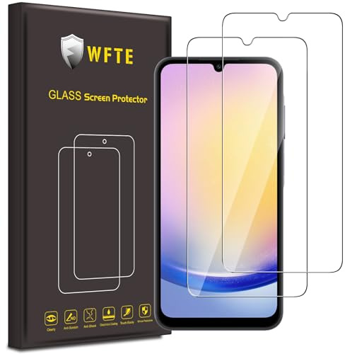 WFTE [2 Stück Schutzfolie für Samsung Galaxy A25 5G Panzerglas Glasfolie 9H Härte, Anti-Kratzen, Anti-Bläschen Displayschutzfolien Panzer Schutz Glas für Samsung Galaxy A25 5G