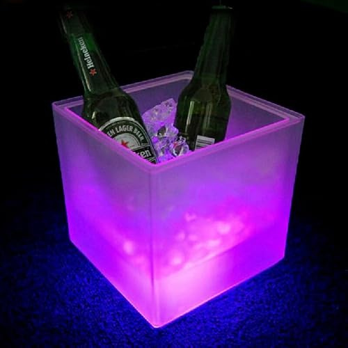 Aulola Battery Operated Waterproof LED Color Changing Ice Bucket for Champagne Wine Beer Drinks Cooler - 7 Color Changing, HOM-52232