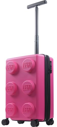 Concept One LEGO 22 Inch Carry On Luggage, Signature Trolley Expandable Hardshell Rolling Suitcase with Spinner Wheels, Pink