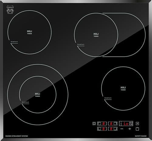 Kaiser KCT 6115 F Autarkes Glaskeramik Kochfeld 60c m Schwarzglas Einbau Herd mit 4 High-Light Kochzonen inkl. Bräterzone und Zweikreis, FullTouch-Bedienung mit Slider und LED-Display