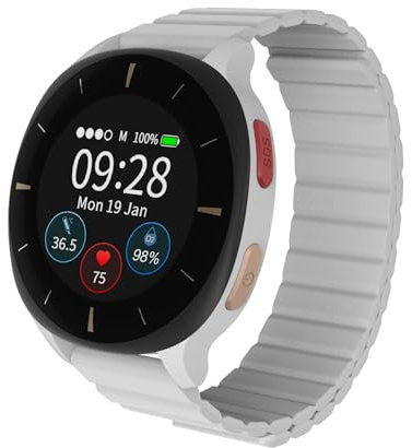 Audar E2 Monitor Salute Smartwatch, Bracciale Salvavita Anziani per Cardiofrequenzimetro,Pressione Sanguigna,SpO2,Temperatura, Cadut,Allarme SOS GPS,Dati Tramite Piattaforma Cloud IoT,IP67(10 Giorni)